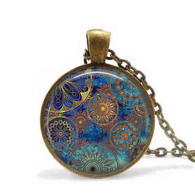 Antique Blue Mandala Spiritual Necklace