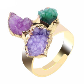 3 Tone Natural Stone Crystal Ring