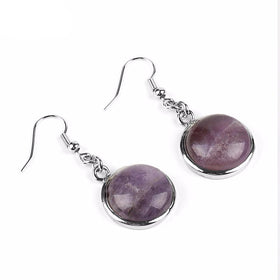 Natural Round Gem Stone Drop Earrings
