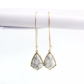 Claw Faceted Marbled Natural Drop Earrings