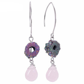 Rainbow Aura Quartz Natural Stone Earring