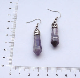 Natural Quartz Stone Healing Point Earring